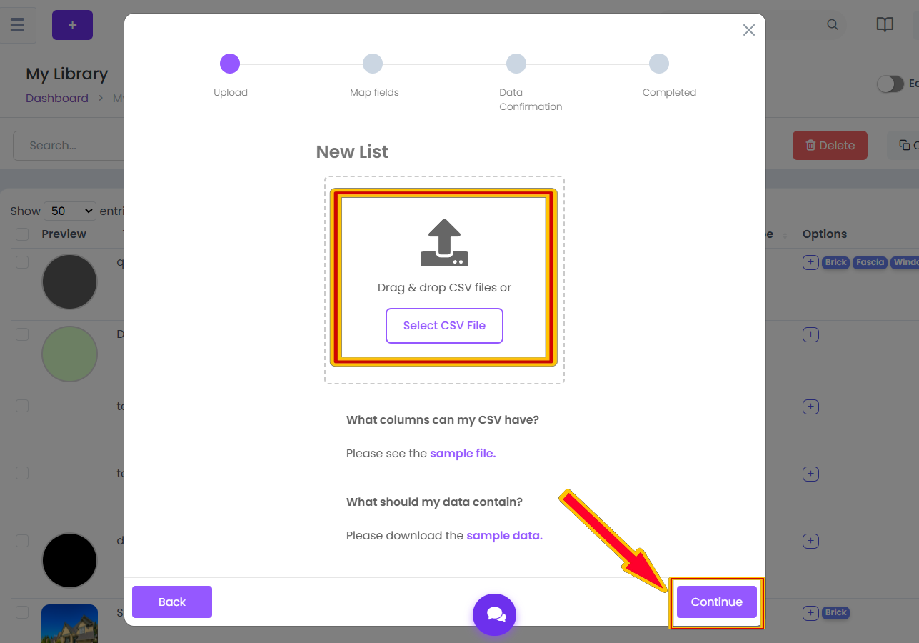 Upload CSV
