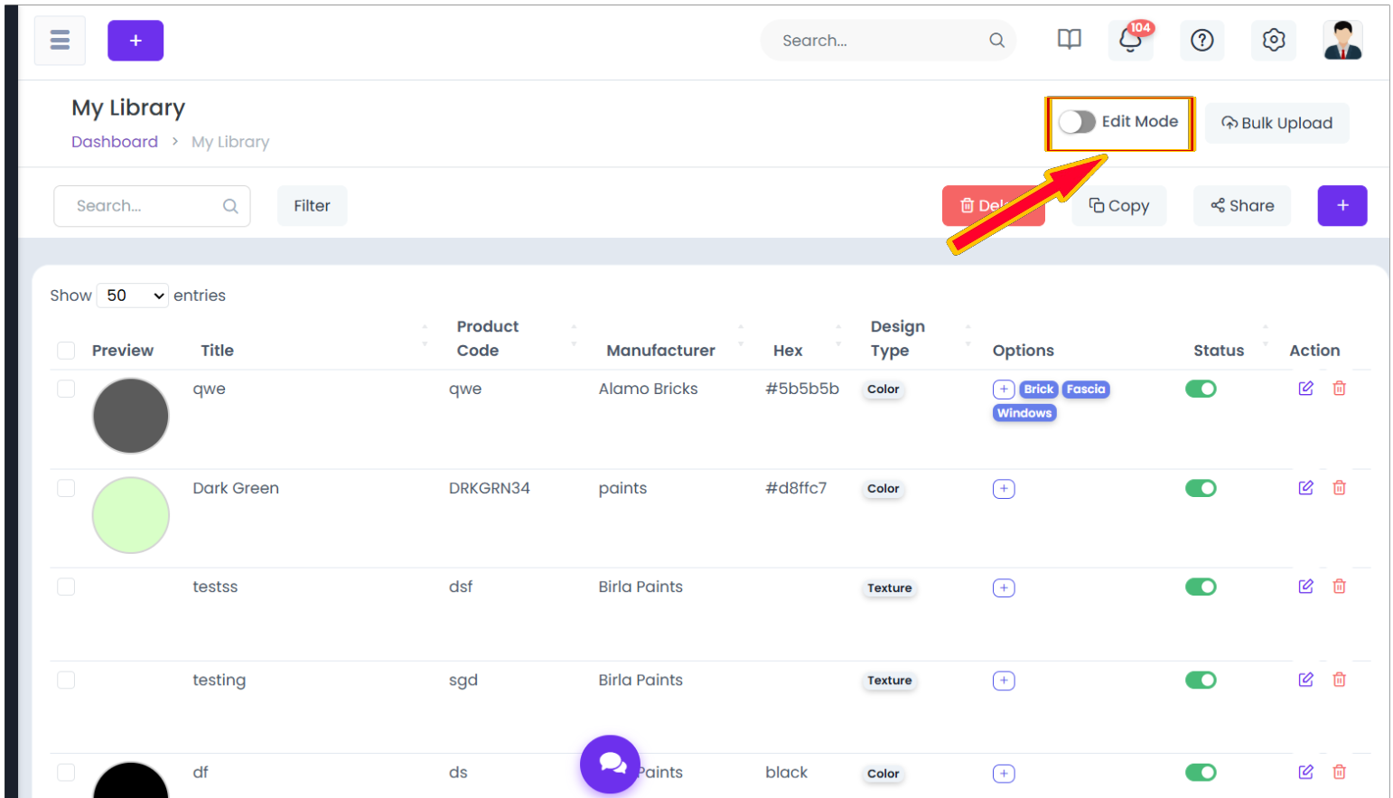 Bulk Edit Toggle