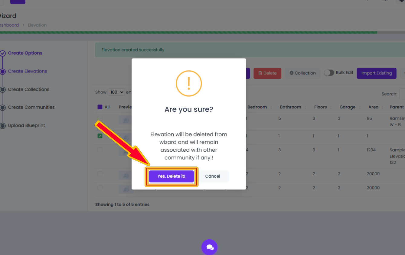 Delete Elevation Confirmation