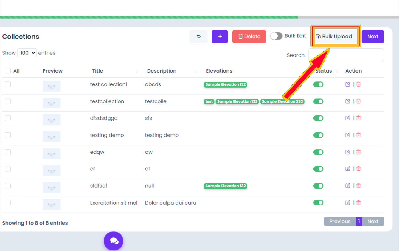 Bulk Upload Collections